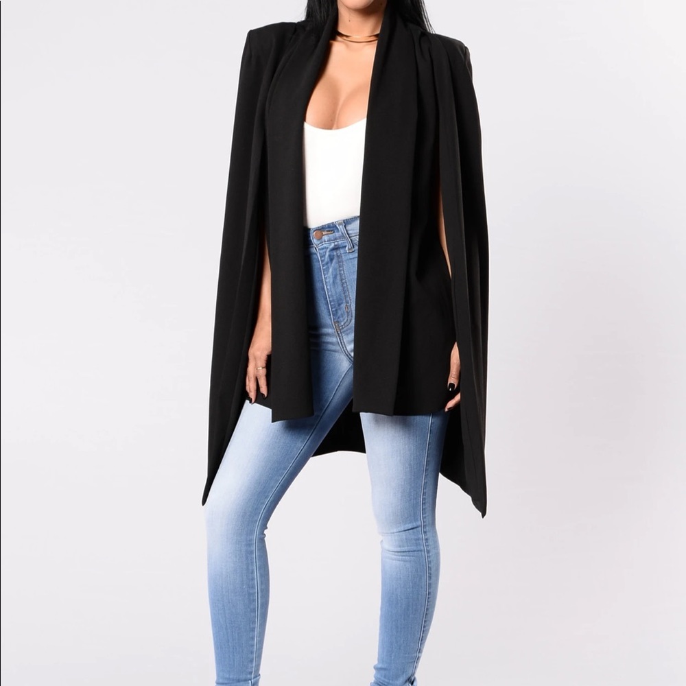 Fashion Nova Black Cape Jacket